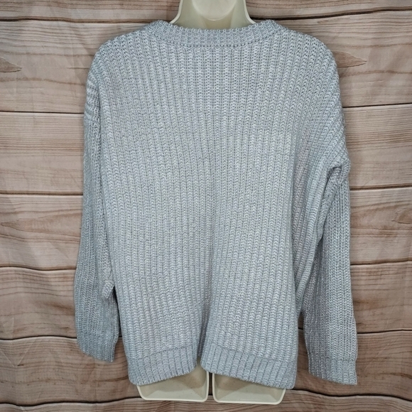 Forever 21 sweater chunky knit chenille crew neck long sleeve heather gray M - Picture 3 of 5
